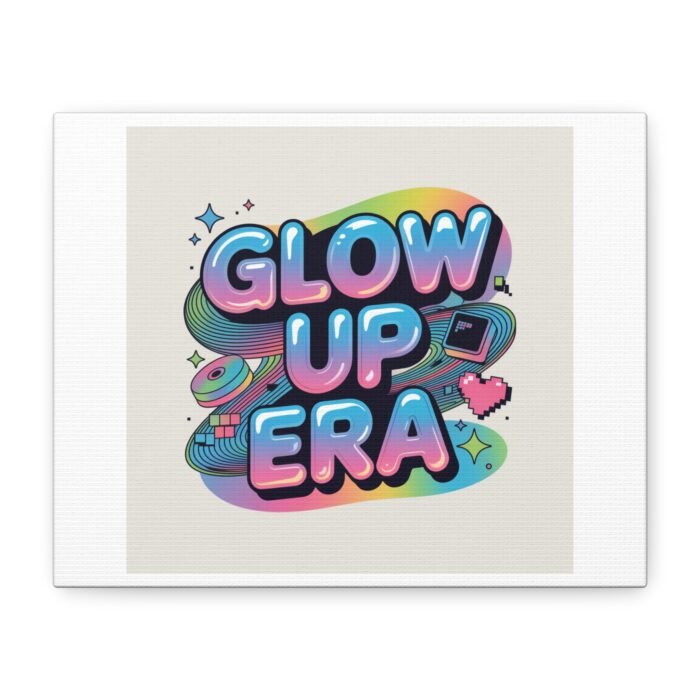 Glow Up Era Canvas | Y2K Cyber Holo Aesthetic, Retro Tech Print
