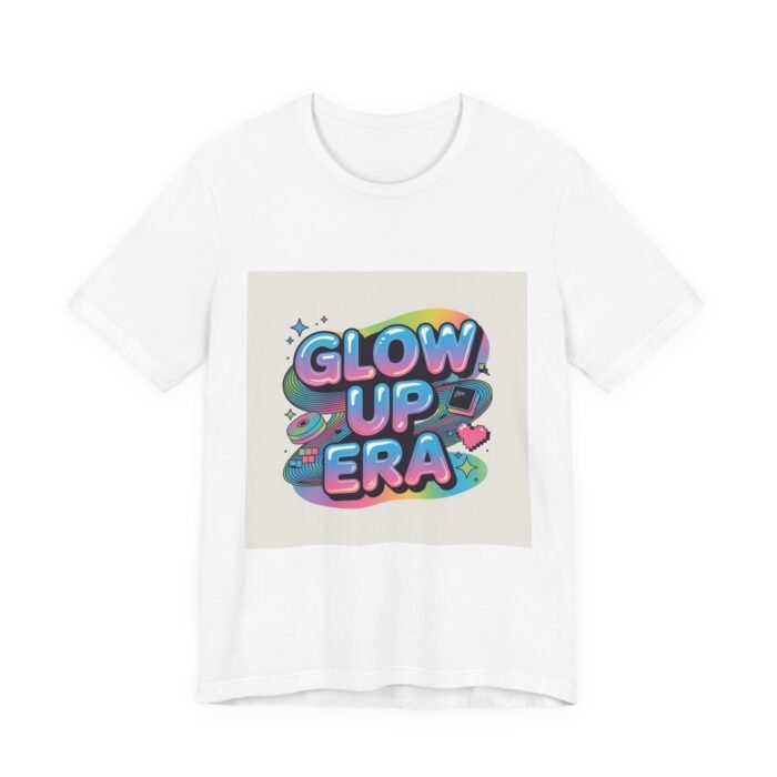 Glow Up Era Tee | Y2K Cyber Holo, chrome text retro tech print