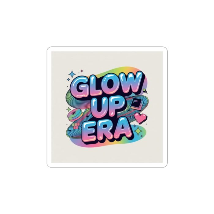 Glow Up Era Sticker | Y2K cyber holo aesthetic, chrome text