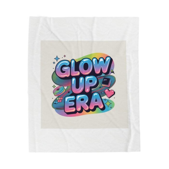 Glow Up Era Blanket | Y2K cyber holo aesthetic, retro tech print